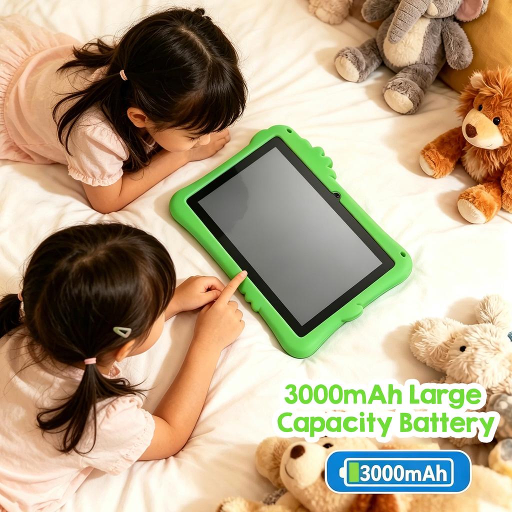 Kindertablett 8 Zoll HD-Bildschirm, für Android 8.1, 2 GB + 16 GB ROM, Dual-Kameras und verstellbarer Ständer, stoßfeste Hülle mit