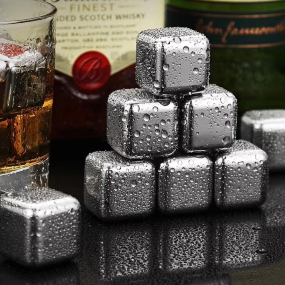 12/6/4/1/pcs Stainless Steel Ice Cubes Set Reusable Chilling Stones for Whiskey Wine Wine Cooling Cube Chilling Rock Party Bar Tool