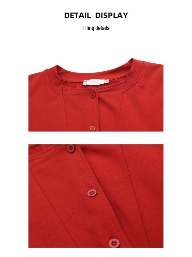 Middle-Aged Women's Plus Size Long-Sleeve Cotton Shirt - Loose Fit, Belly Cover, Ideal for Spring & Autumn (Style 6322)