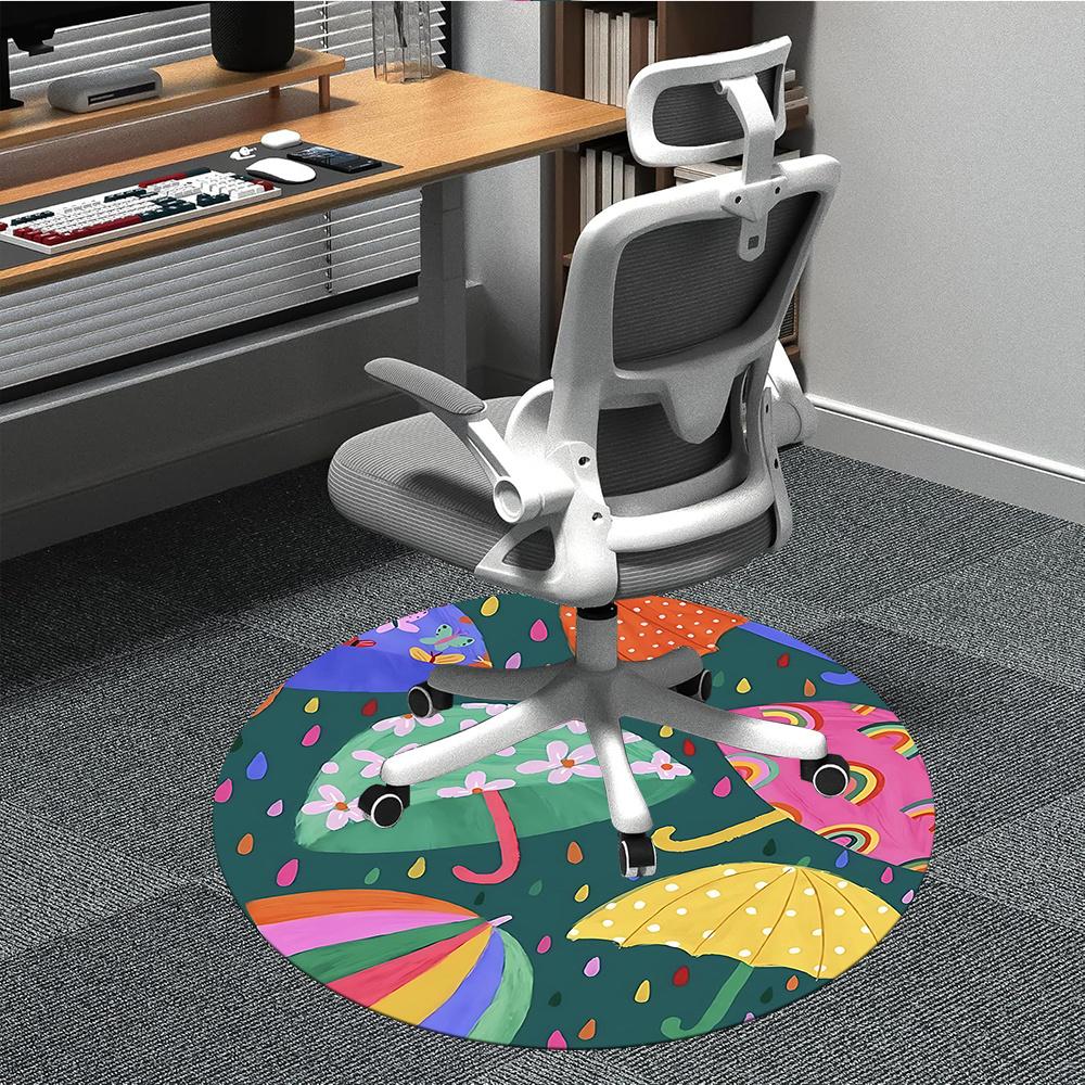 

1pcUmbrellas Raindrops Office Round Area Rug, Indoor Mat Suitable ForOffice, Under Office Chairs Bedroom Living Room Home Decor, Room Deco 081 80cm by 80cm