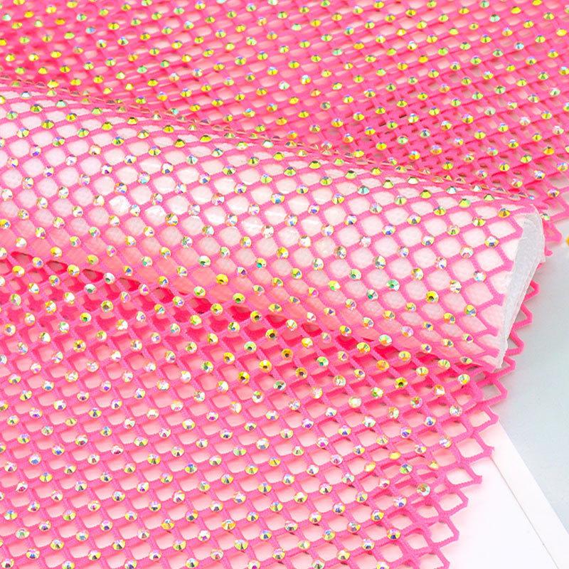 Tessuto a Rete Strass Cristallo Bling Lucido Elastico Scintillante Rete Traforata 1*5M Tessuto Fai da Te Abiti Borsa Creazione Decorazioni per Feste