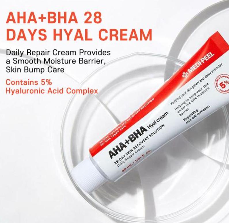 MEDI-PEEL AHA BHA 28 Days Hyal Cream 30ml | Korean Exfoliating Moisturizer