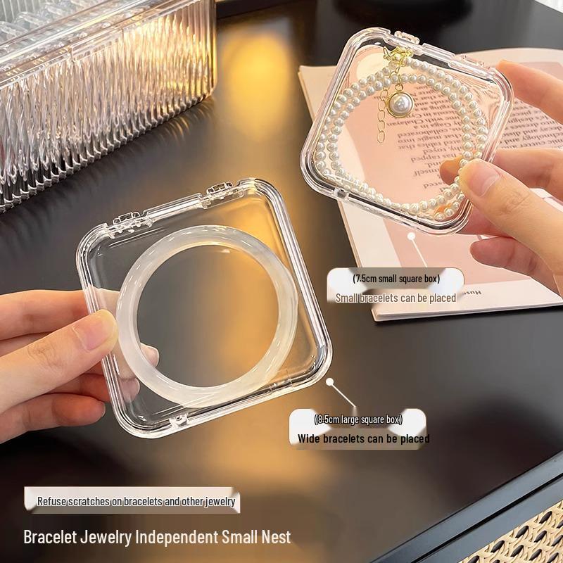 Przezroczyste pudełko do przechowywania bransoletek, zapobiegające utlenianiu, przenośne, na Wenwan, kryształowe, do bransoletek, biżuterii