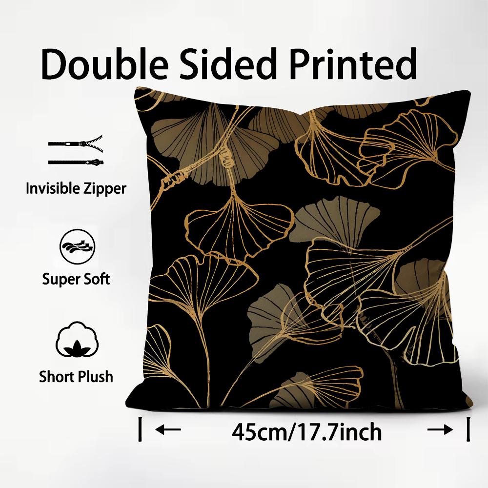 Ginkgo Leaves Luxury Cushion Cover Plush Fabric Soft DoubleSided Printed Sofa Warm Winter Home Child Gift Pillow Case