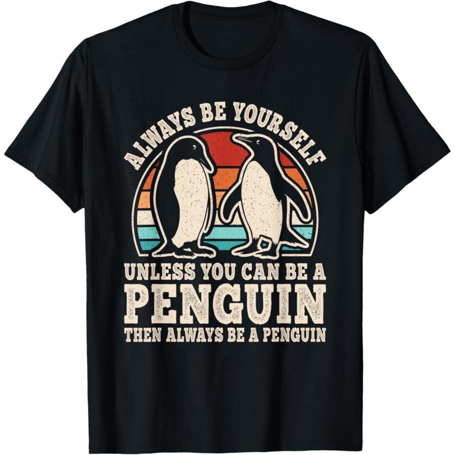 Always Be Yourself Penguin Retro Penguin Men Women Kids T-Shirt(1) XXXXXL чёрный