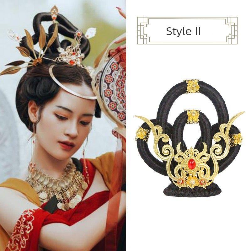 

Древний костюм Апсары Чанъэ Феи Парик Головной убор Династия Тан Императорская наложница Дуньхуан Классический танец Моделирование Ханфу Система Тан Парик Сумка Flying Wig Style II