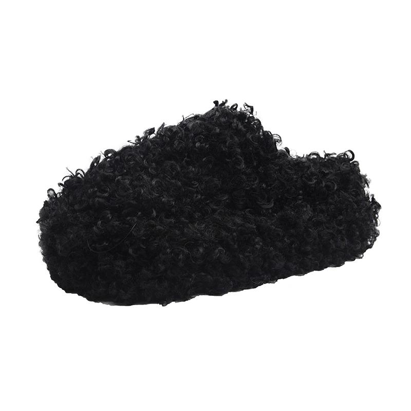 2025 Women's Fashion Slippers Cover Toe Platform Sole Warm Cotton Slippers Outdoor Autumn and Winter One Kick Thickened Slippers