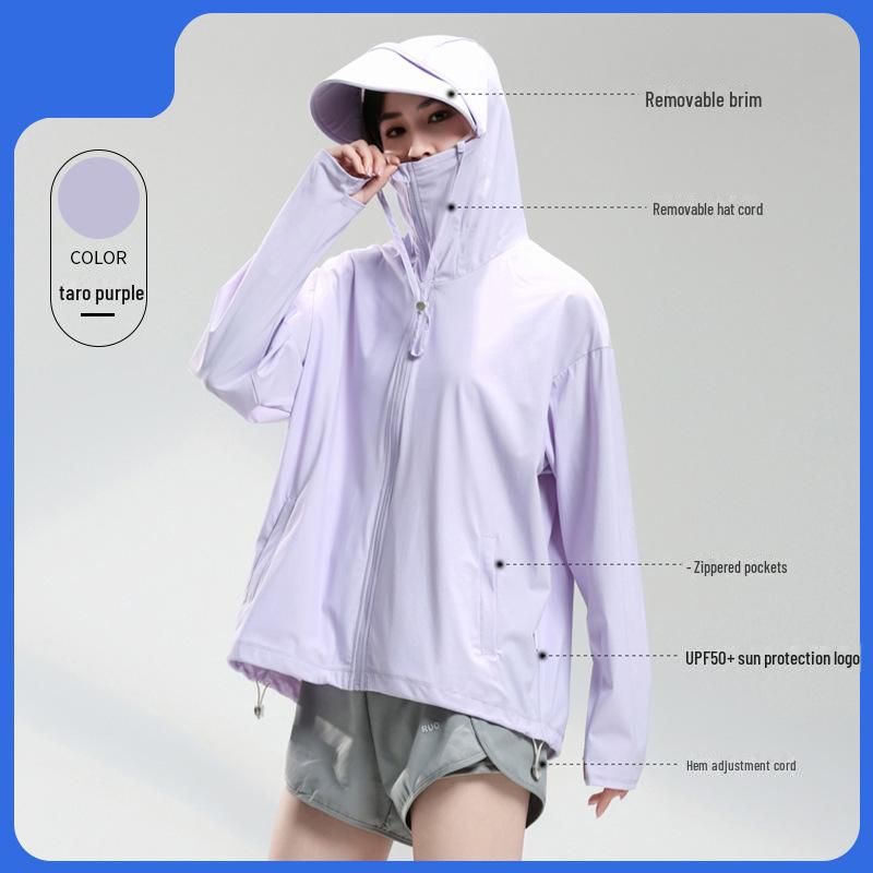 LULU OIOI Unisex Eisseiden-Sonnenschutzjacke mit breiter Krempe, Anti-UV, dünn und atmungsaktiv für Sommer-Outdoor-Aktivitäten.