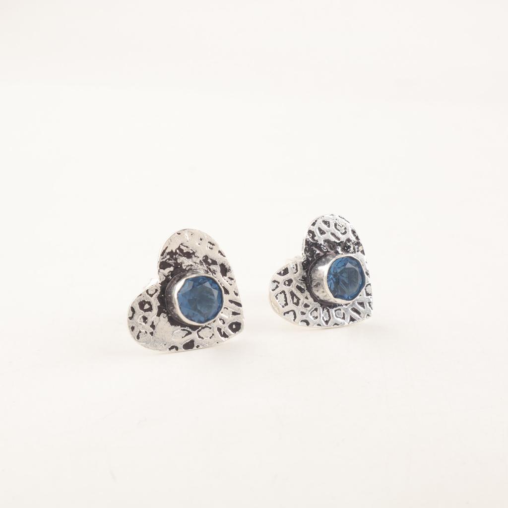 London Blue Topaz Gemstone 925 Sterling Silver Jewelry Handcrafted Studs 0.6" EE-143-9