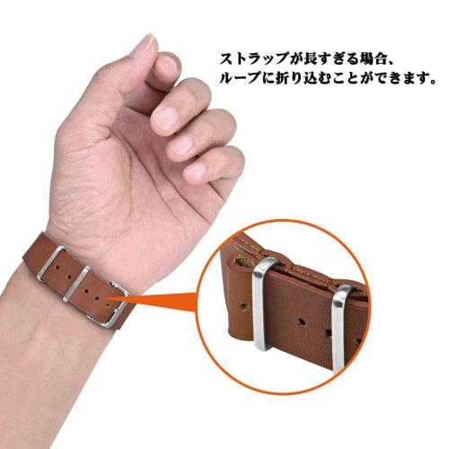 ANNEFIT 20mm Genuine Leather Watch Band, Single Strap, Military Style Replacement Band, Light Brown with Silver Buckle