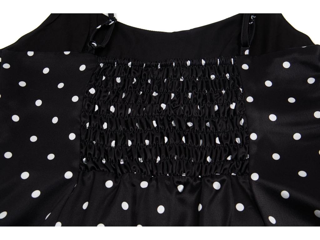 Summer '26 American Retro Polka Dot Rhinestone Strappy Dress for Women