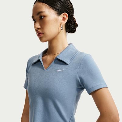 Nike Sportswear T Shirts Women s Work Blue/White Lapel Moderate XS