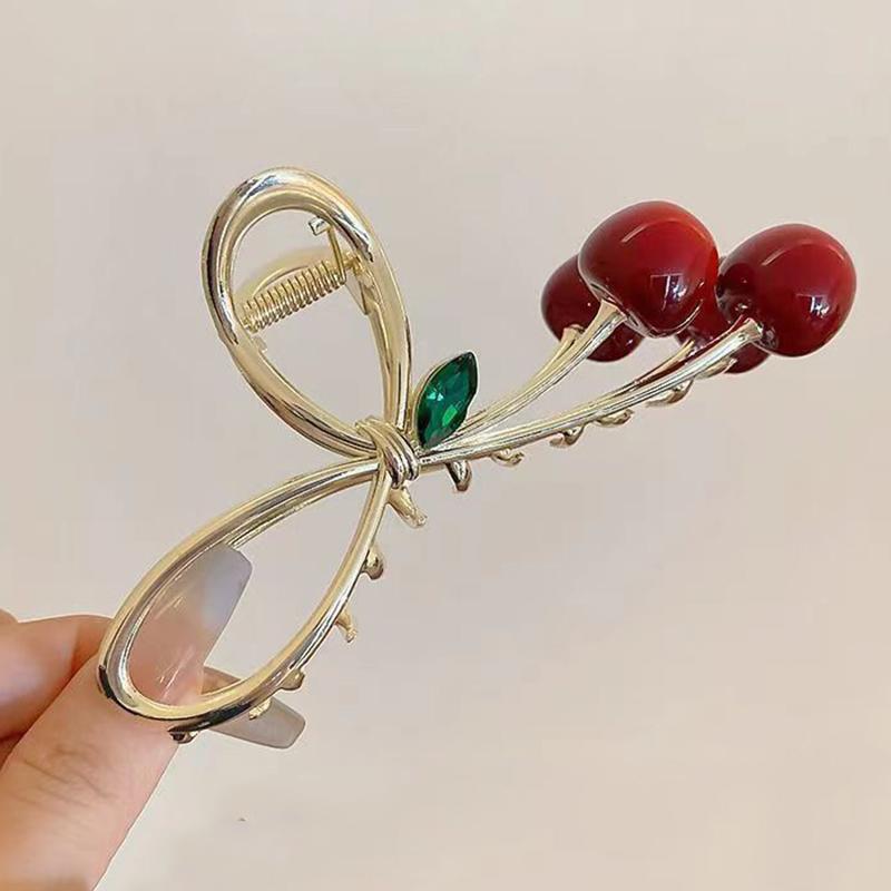 

Красная вишня заколка для волос женская зеленый лист бант вишня дизайн заколка для волос затылок укладка волос акула клип аксессуары для волос