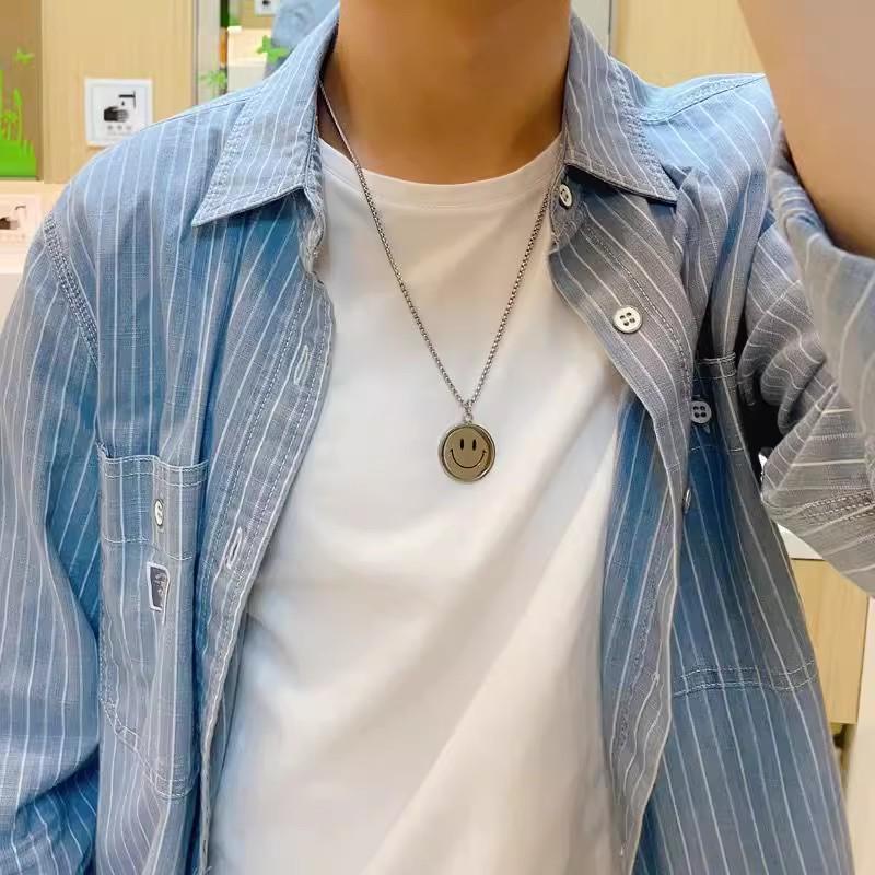 Colier Hip-Hop Trendy din Oțel Titan pentru Bărbați - Fashionabil, Versatil și Accesoriu Emoțional pentru Cuplu.