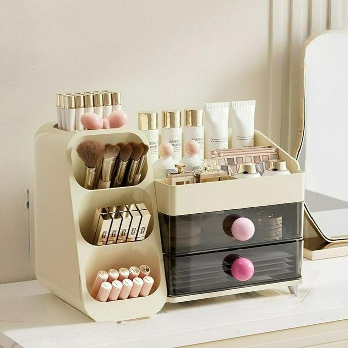 Large Open Makeup Organizer, Multifunctional Cosmetic Storage Box for Lipstick & Skincare,Modern Acrylic Display Tray for Vanity