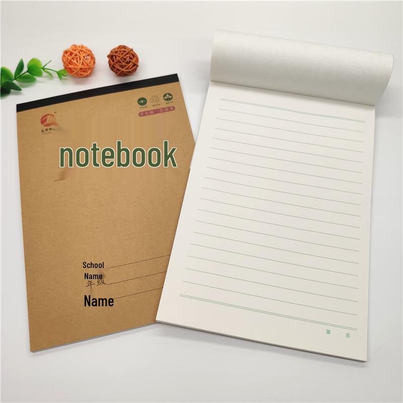 Elementary School 25K Kraft Paper Exercise Book: Math, English, and Language Horizontal Line Workbook