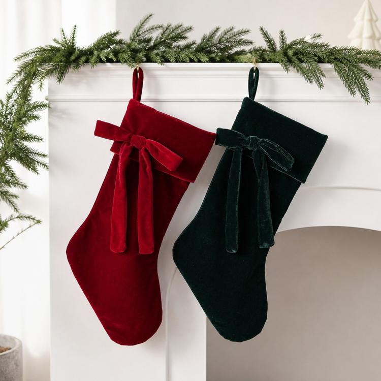 Velvet Christmas Stocking Large Plush Holiday Hanging Stocking for Fireplace Mantel Christmas Tree Decor