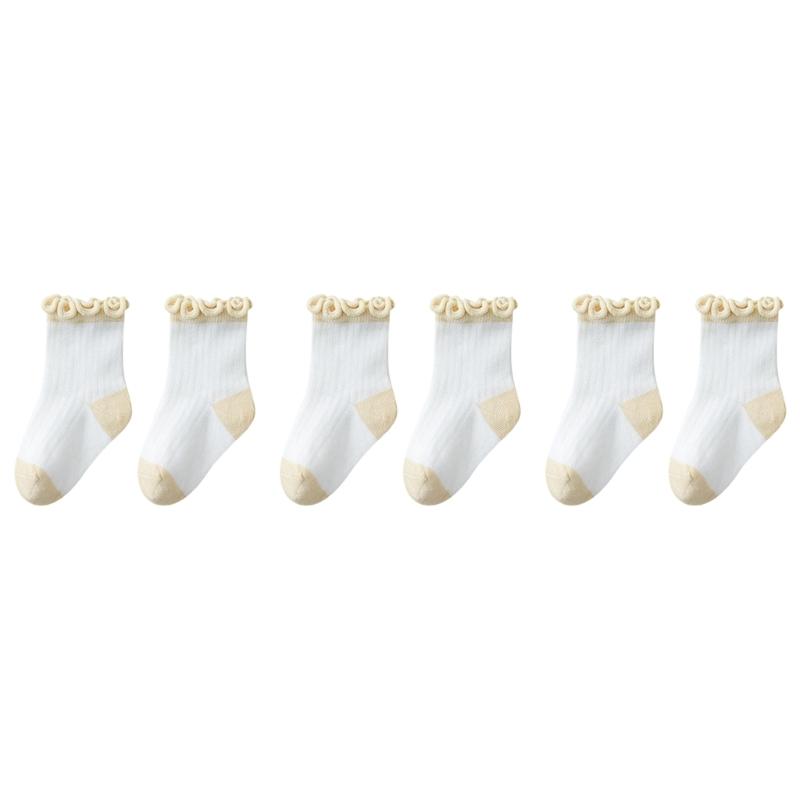 3 Pair/set Kids Socks Elastic Cuffs Breathable Mesh Design for Daily Use 0-5 Years Old Comfortable Summer Footwear