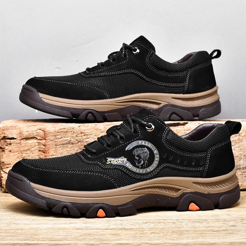 New Outdoor Men Hiking Shoes Tourist Trekking Sneakers Mountain Climbing Walking Shoes Man Genuine Leather Non-Slip Casual Shoes