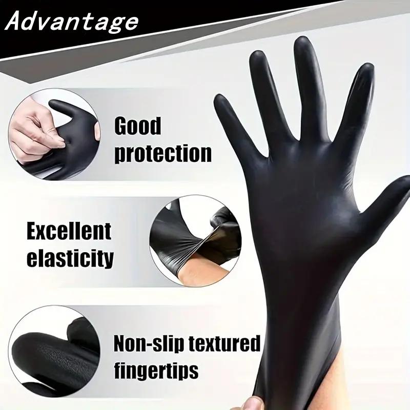 20/100PCS Black Disposable Nitrile Gloves 4Mil Textured Kitchen Gloves Mechanic Auto Tattoo Nail Salon Household Cleaning Gloves