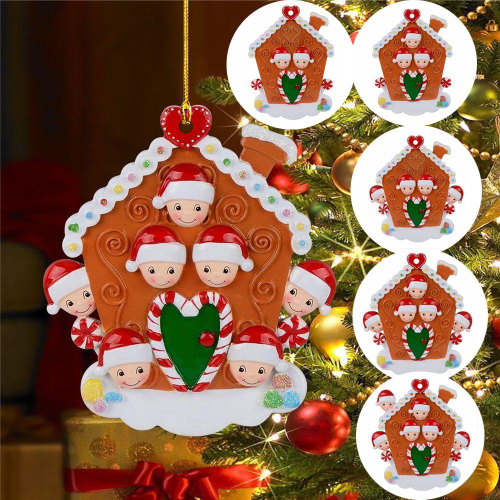 Christmas Gift Personalized Xmas Pendants Family Christmas Hanging Ornament Wooden Biscuit House