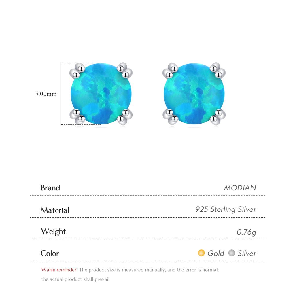 MODIAN 925 Silver Fashion Stylish Natural Opal Stud Earrings For Women Girl Fine Jewelry Anniversary Gifts Accessories