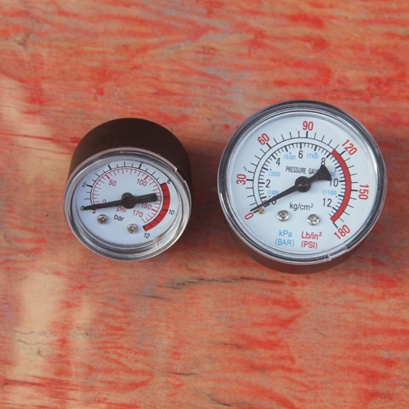 1/8inch/1/4-inch Thread Air Pressure Gauge Dial-Type Male Threaded Round Air Compressor Gauge Ranges 0-180psi 0-12Bar