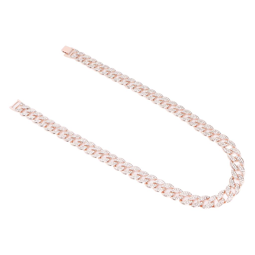 Chain Necklace Rhinestones Alloy Hip Hop Style 24in Jewelry Clothes Decorative Accessories