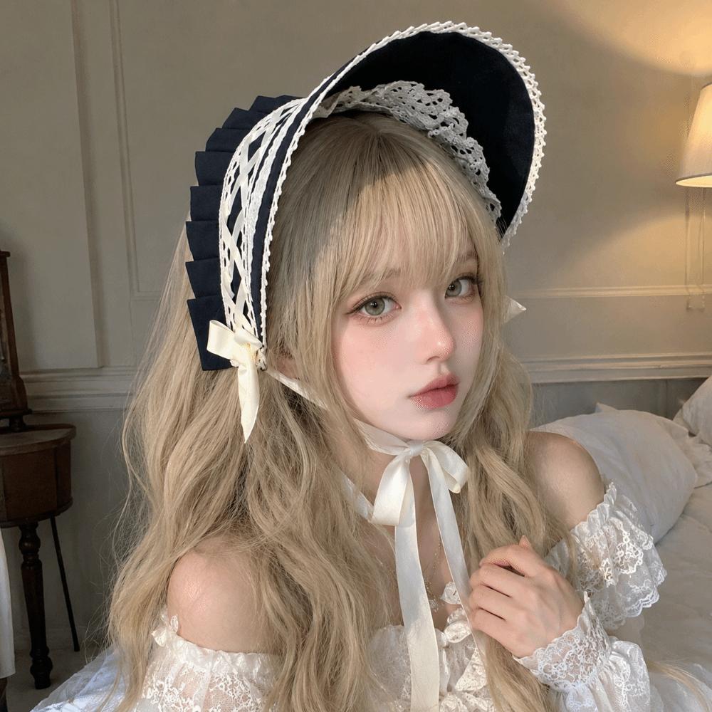 Pastorale Style Victorian Headpiece Ruffle Lace Hat Lolita Bonnet Cap  Cosplay Accessory