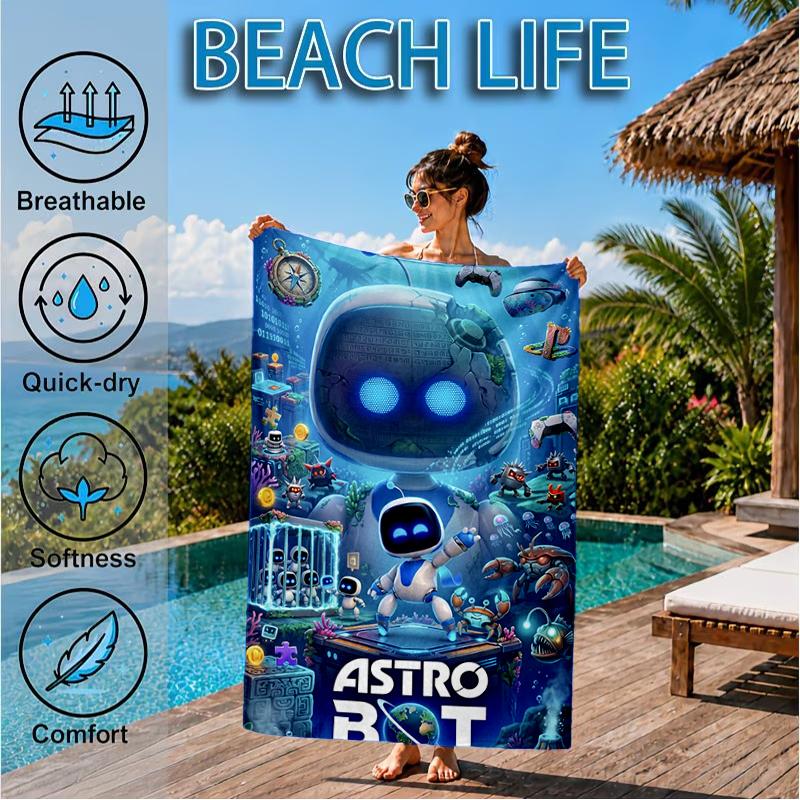 Underwater Adventure Robot Beach Towel, Super Soft Microfiber, Perfect Gift for Her/Him, Birthday, for Pool, Beach, Travel, Decor Beach Party