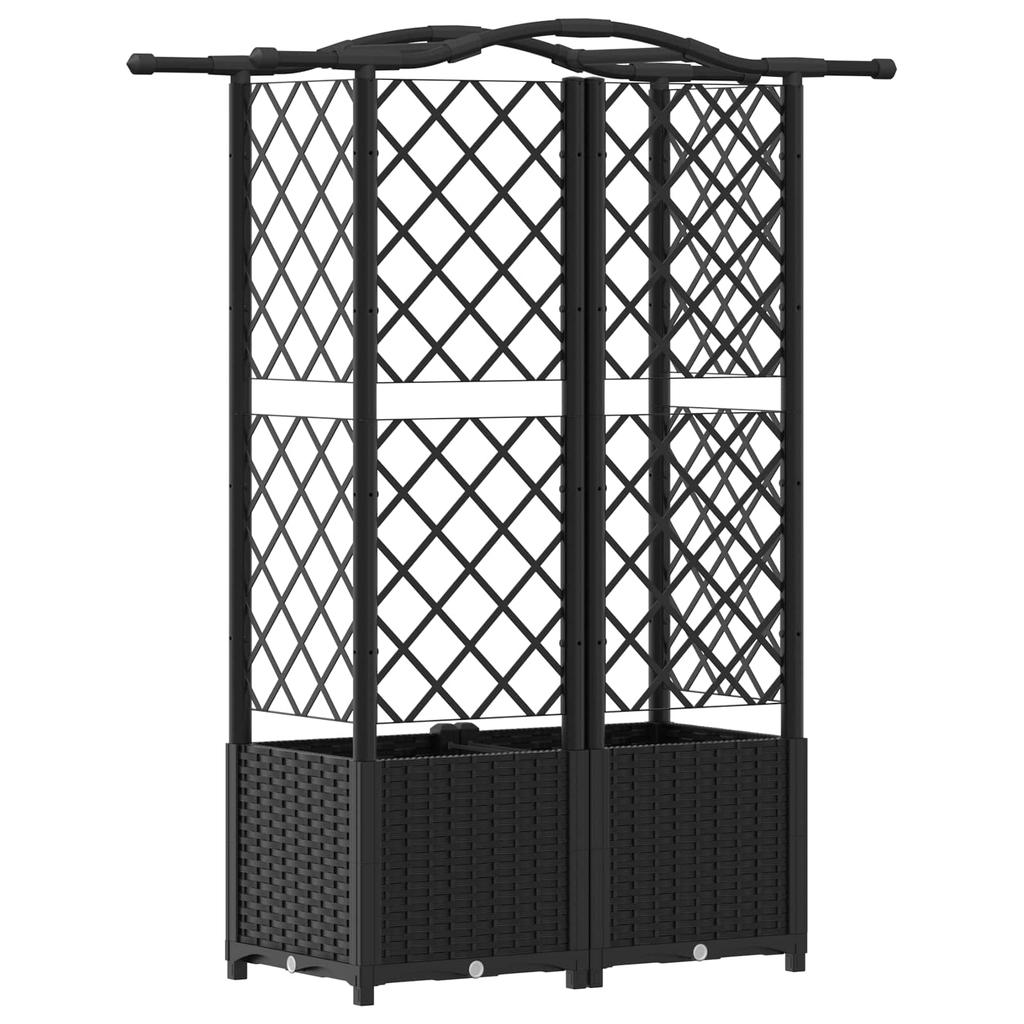 Elevated Planter with Trellis and Hanging Roof Black 122 X 40 X 141 Cm PP