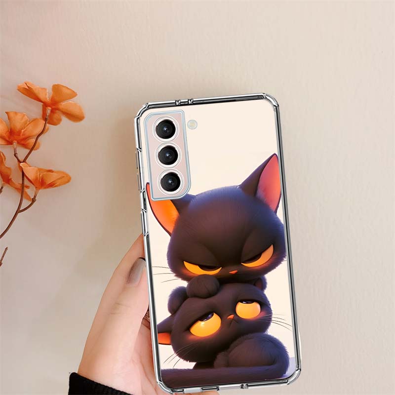 

Two Black Cats Playing Clear Phone Cases for Samsung S26 Ultra Galaxy S25 Edge S24 S23 FE S21 Plus S20 S22 S10 Cover Patterned C Samsung S24 FE