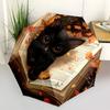1pc Autumnal Cat In Book Umbrella with Plastic Handle,Suitable for All Seasons Home Travel Outdoor UmbrellaM1138