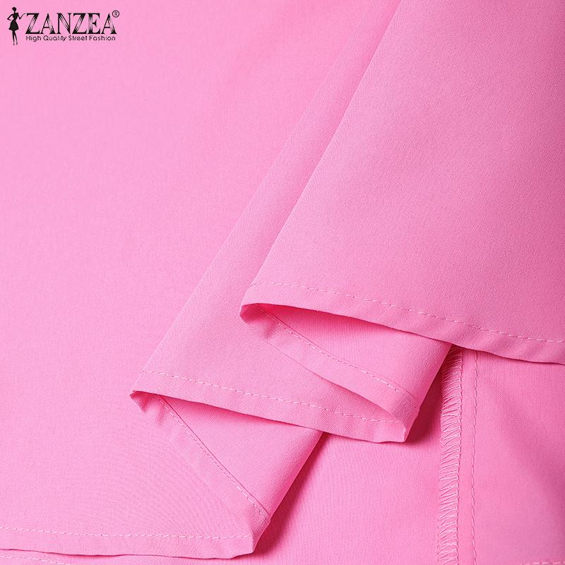 ZANZEA Dame Fritid Rund Hals Løs Puff Langermet Ensfarget Kjole