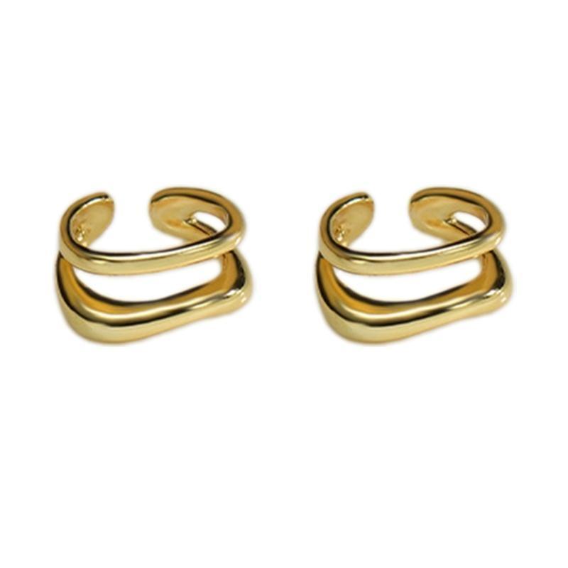 A52E Brass Ear Cuff Irregular Double-Layer Line Ear Bone Clip Fashion Ear Accessories