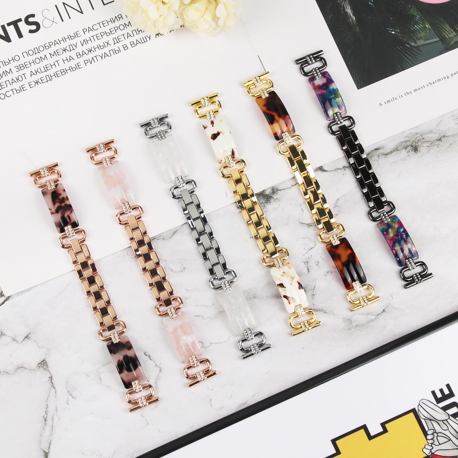 

For Huawei Watch 2/Watch GT 2 42mm/GT 3 42mm Rhinestone Decor Watch Strap Resin Bracelet Wrist Band Silver/Pearl White