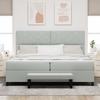 Box Spring Bed with Headboard Light Grey 200 X 200 Cm Velvet