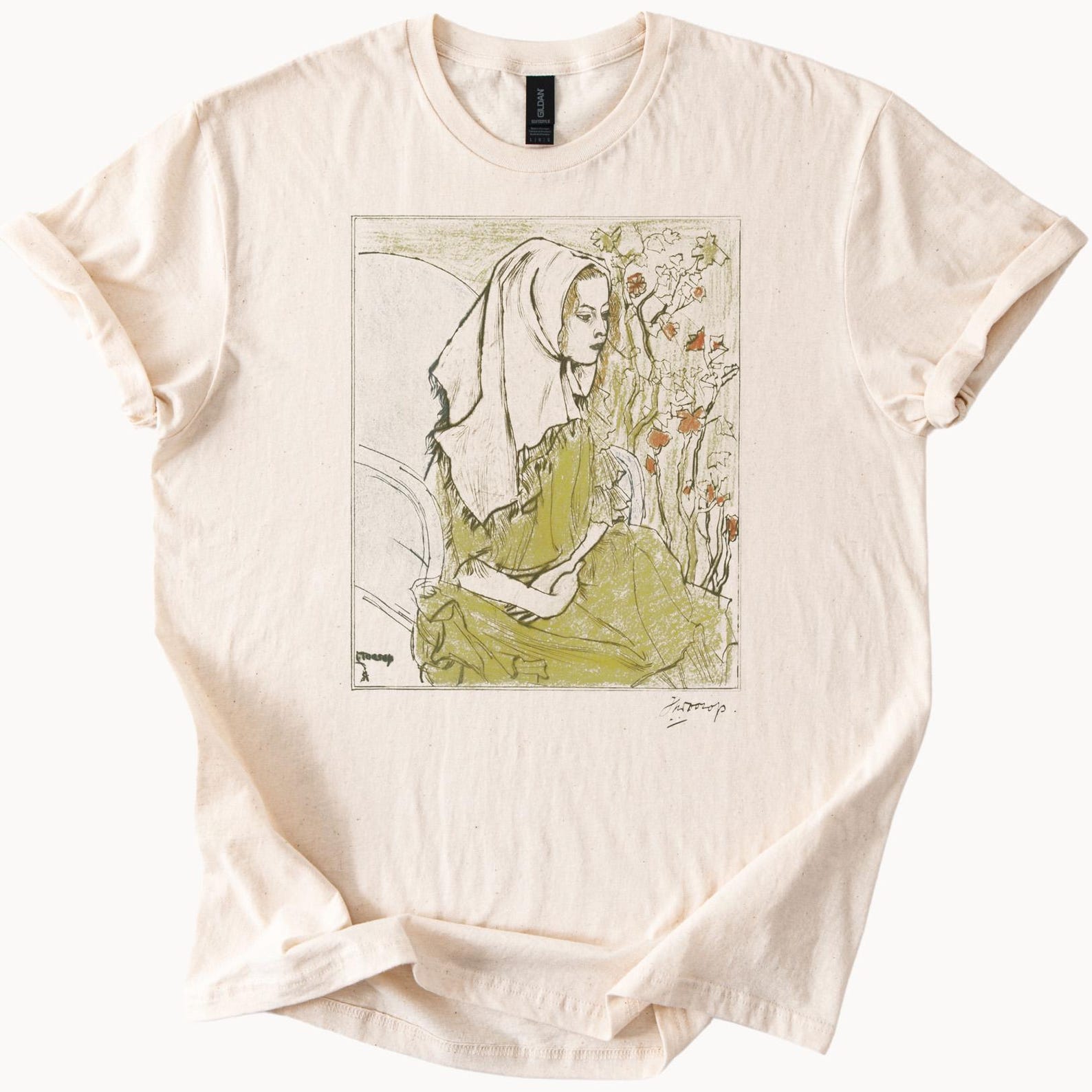 Woman Sketch Art Floral Illustration Graphic Tee Shirt 110