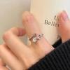 Korean Silver Color Shiny Five Pointed Star Rings for Women Simple Zircon Cross Hollow Star Open Finger Rings Jewelry Party Gift
