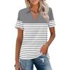 Women’s Casual V Neck Short Sleeve Plaid Print Turn Down Collar Blouse Relaxed Fit Lightweight Top for Daily Wear