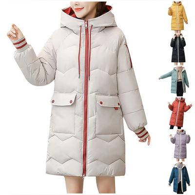 Warme Winterjacke für Damen Kapuzenmantel Dickerer Reißverschlussmantel mit Tasche Oberbekleidung