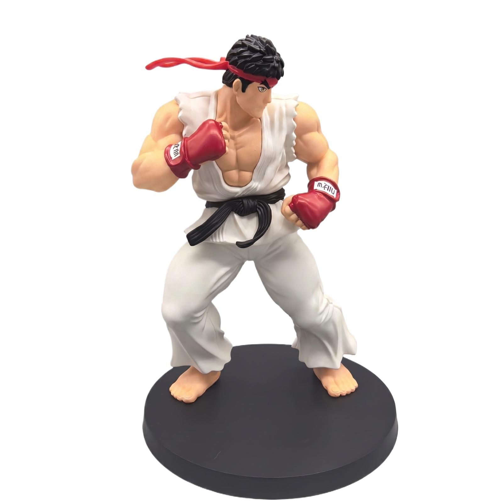 

Collectible Martial Arts Fighter Figurine Standing on Circular Base Detailed Muscular Sculpted Stance Display Model for Desk or Shelf One Size
