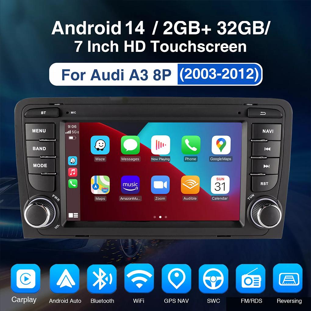 Black Bluetooth Android Auto ID3tag And RDS Satellite Radio Android Radio Sat Nav Compatible WMA