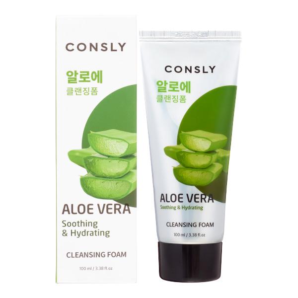 

CONSLY Aloe Vera Soothing Creamy Cleansing Foam Успокаивающая кремовая пенка для умывания c экстрактом алоэ вера, 100 мл,