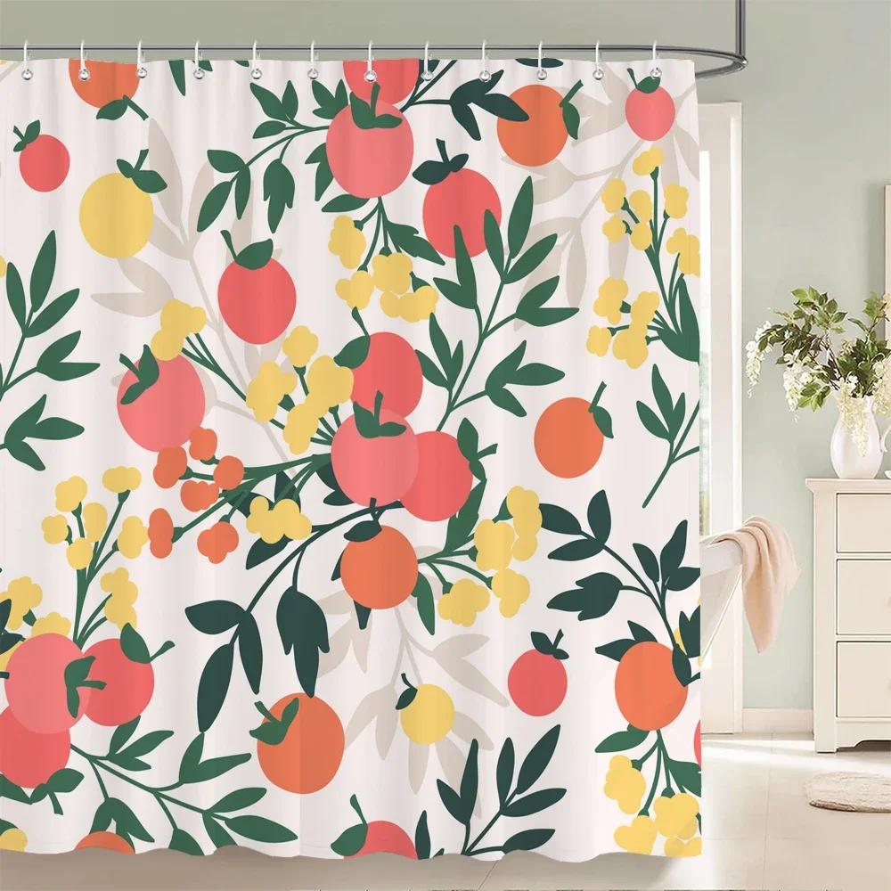 1 pc Fresh Lemon Fruit pattern Shower Curtains Bathroom Polyester Bath Curtains Printing Shower Curtain Decor With Hooks Curtain