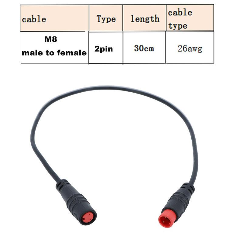 Wasserdicht 0,2m 0,3m m8 2-poliger Kern Elektrisches Fahrrad Stecker Stecker Stecker Stecker Kabel Draht für Ebike Sensor Display
