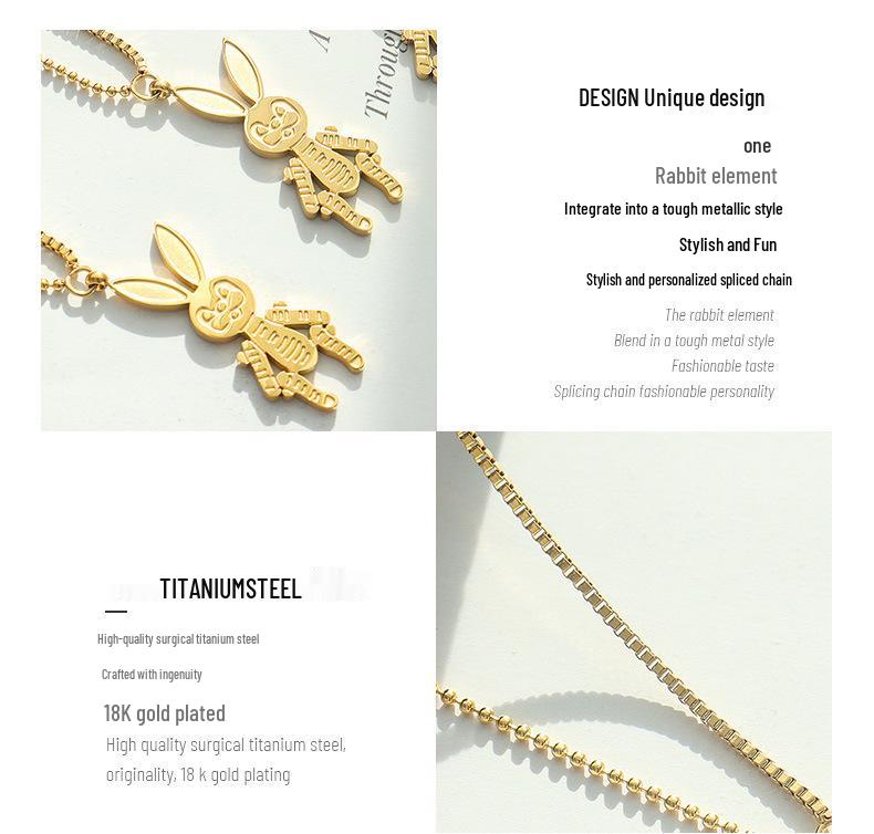 European Punk Stylish Rabbit Pendant Chain Necklace for Women