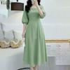Women Casual Square Collar Summer 3/4 Sleeve Dress
