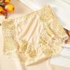 9089 Plus Size High Waist Lace Cutout Seamless Panties with Cotton Crotch