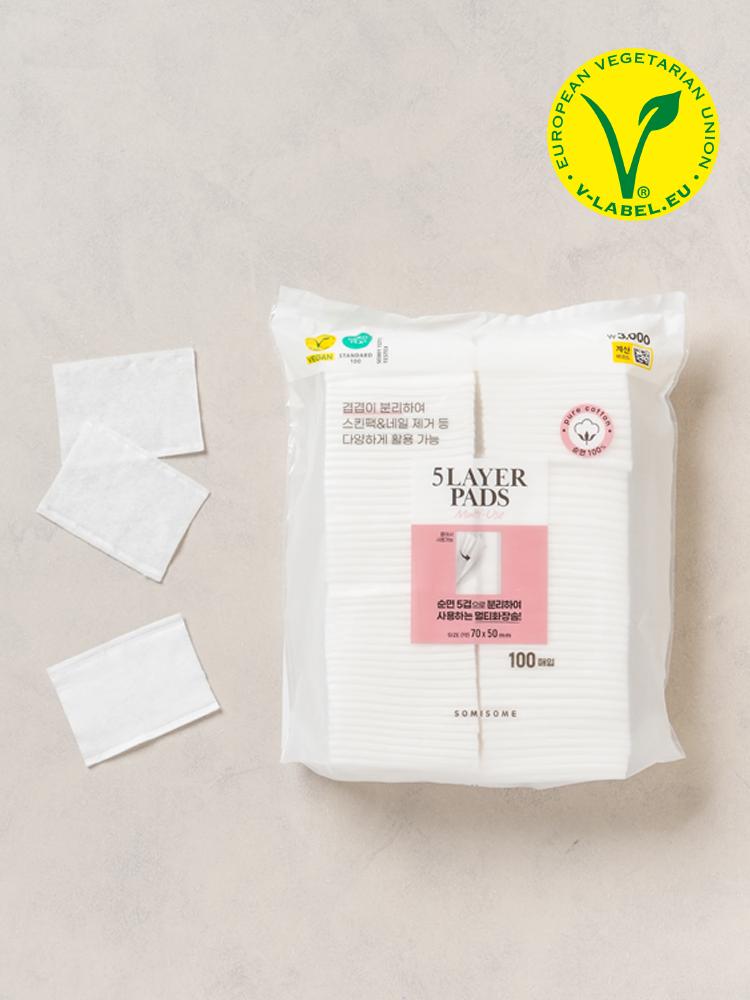 Somisum 5-Ply Multi-Layer Facial Cotton Pads, 100 Count 1ea